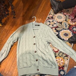 Cable Knit Button-Up Cardigan Sweater